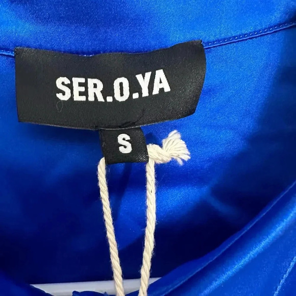 SER.O.YA NWT’s Karry Silk Shirt in Royal Blue. Size small - Picture 10 of 11